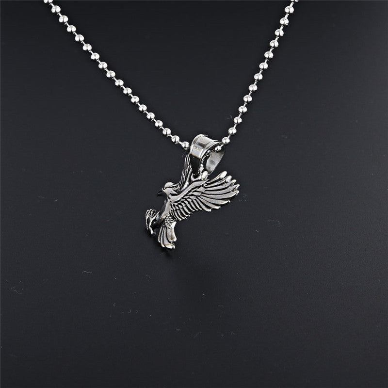 Trendy Men's Sky Eagle Pendant Necklace in Titanium Steel
