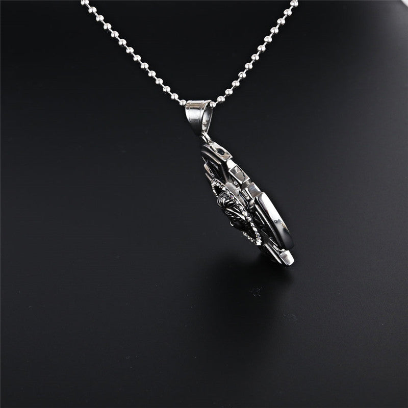Stylish Men's Cross Pendant Necklace in Titanium Steel with Black and White Zircon