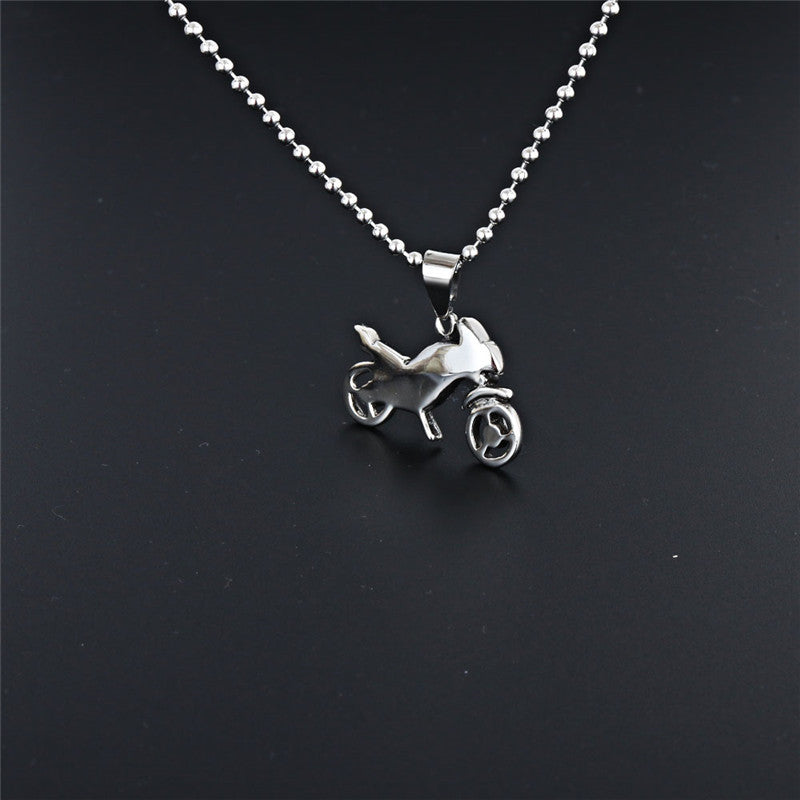 Titanium Steel Punk Rock Motorcycle Pendant Necklace for Men - Wholesale Locomotive Accessories