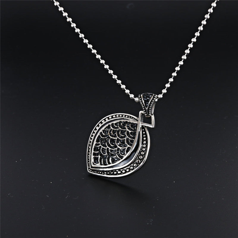 Punk Hipster Titanium Steel Black Diamond Heart Pendant Necklace for Men - Wholesale Stainless Steel Love Jewelry