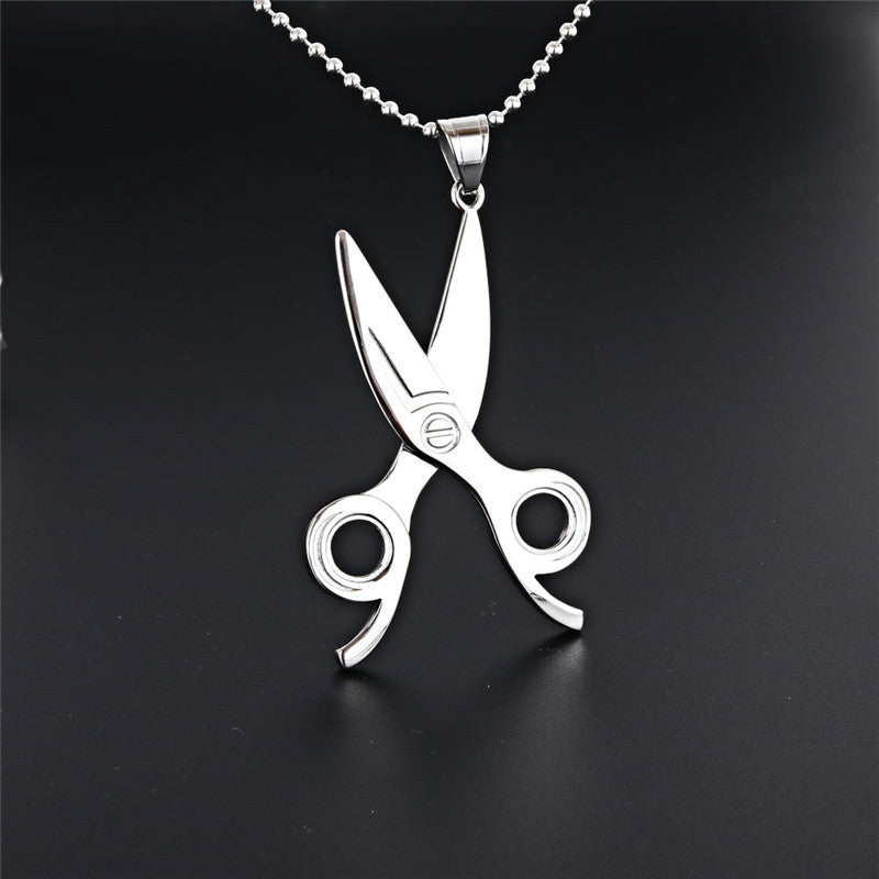 Titanium Steel Scissors Pendant Necklace for Men and Women - Fashion Accessories from Europe and America