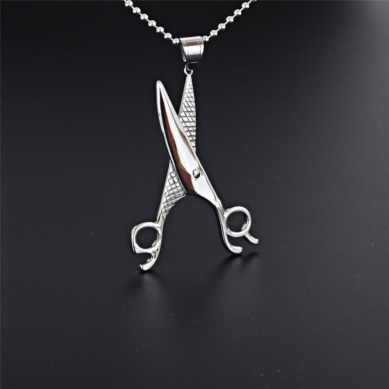 Modern Titanium Steel Scissors Pendant Necklace for Men and Women - Stylish Everyday Accessory