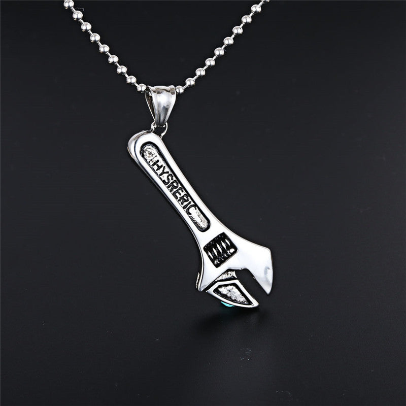 Titanium Steel Wrench Pendant Necklace for Men - Unique European and American Style Jewelry, Wholesale Cross-Border Design