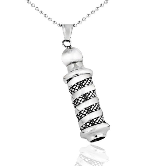 Retro Titanium Steel Column Pendant Necklace for Men and Women with Black Zircon - Wholesale Jewelry