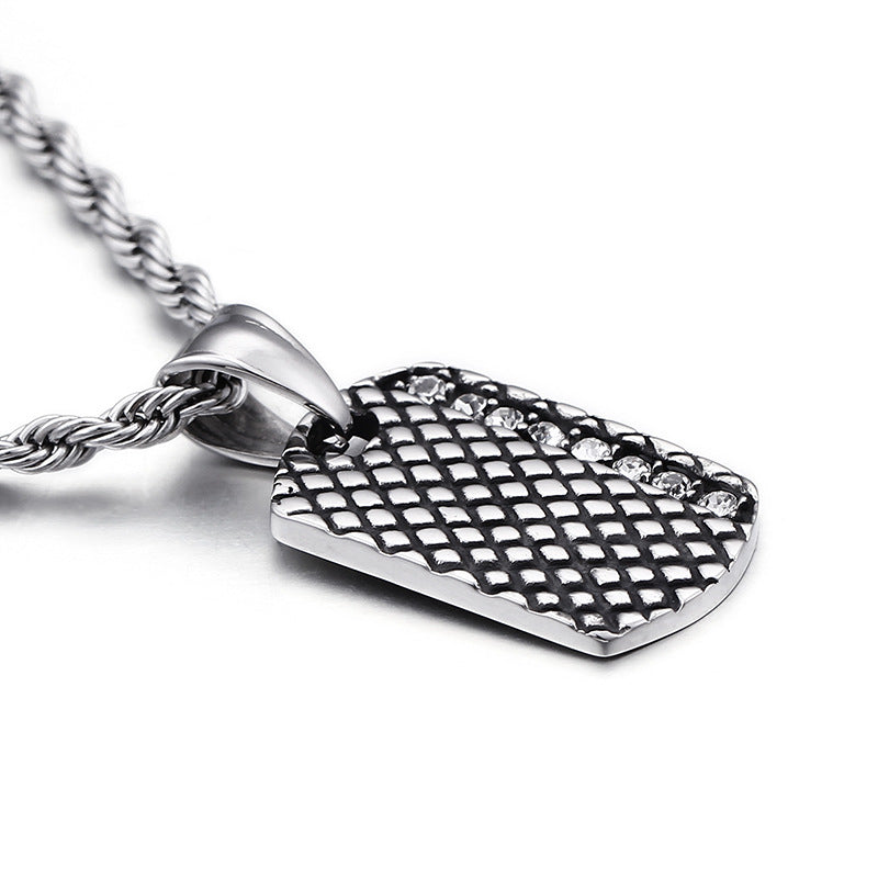 Personalized Titanium Steel Men's Pendant with Military Brand Charm