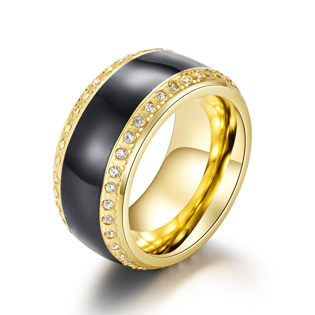 Stainless Steel Men's Zircon Ring – Epoxy Blue Diamond