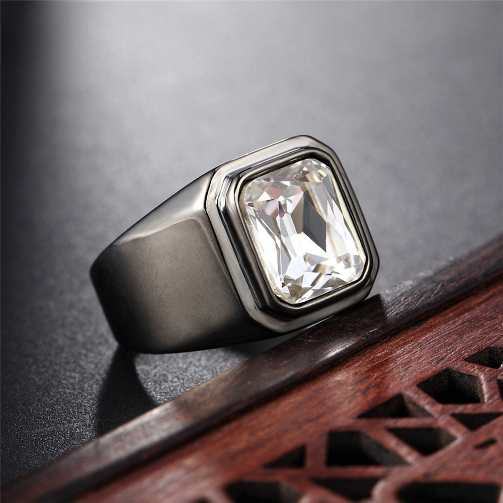 Planderful Zircon Titanium Steel Ring For Men And Women Unisex Smooth Surface Protection Statement