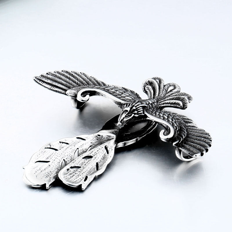 Men's Stainless Steel – Phoenix Nirvana Wing Rebirth Pendant – Titanium Steel Pendant. Necklace