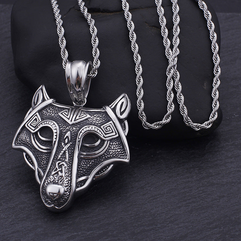 Norse Wolf Head Pendant with Mythological Viking Design