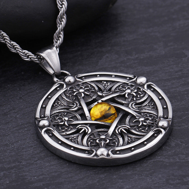 Guardian Angel Men's Titanium Pendant with Pentagram Tag