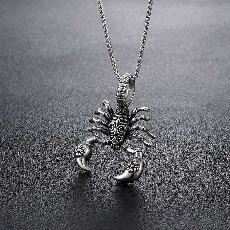 Men's Personalized Titanium Steel Scorpion Pendant - Punk Style Wholesale Jewelry