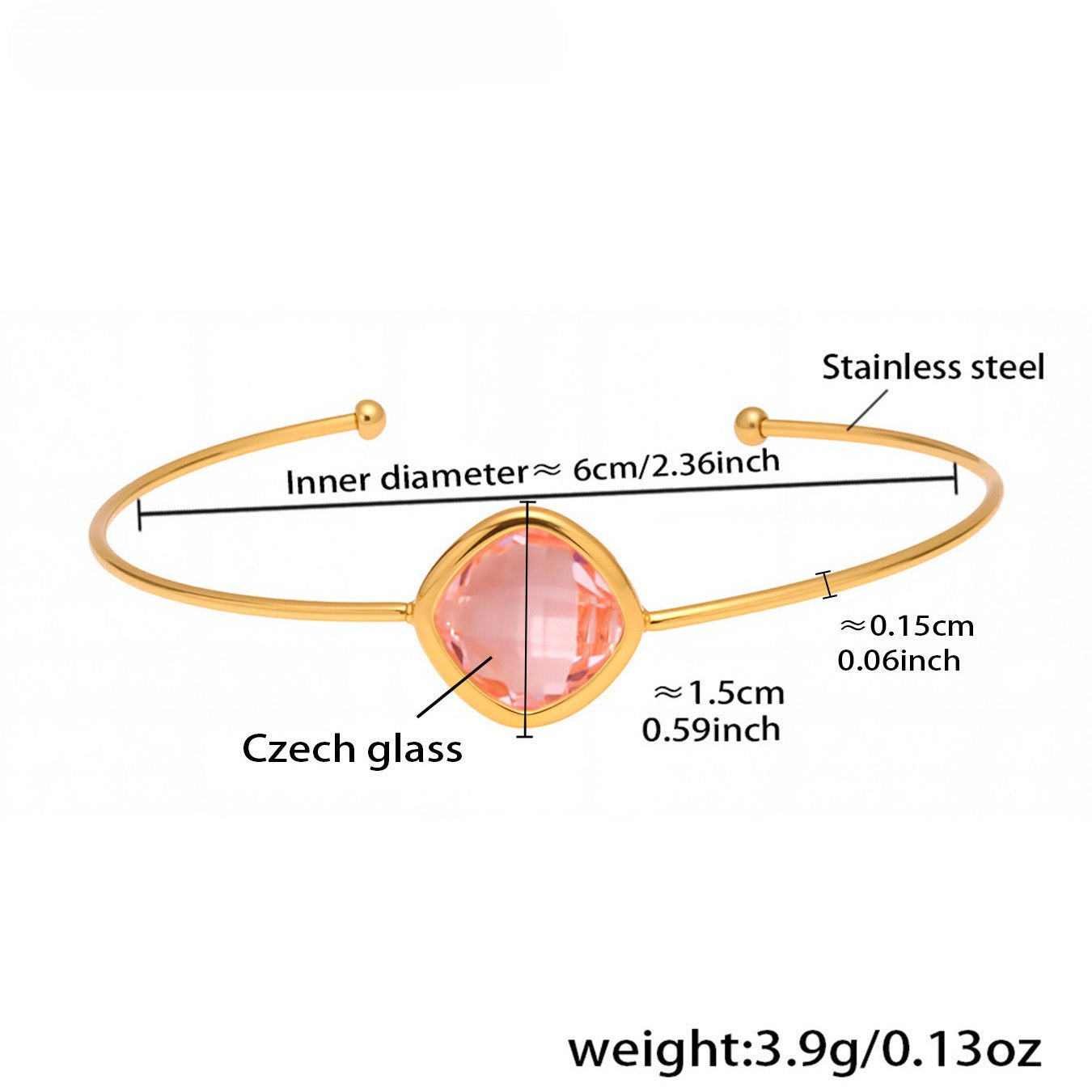 Planderful Czech Glass Open Bracelet For Women Light Luxury