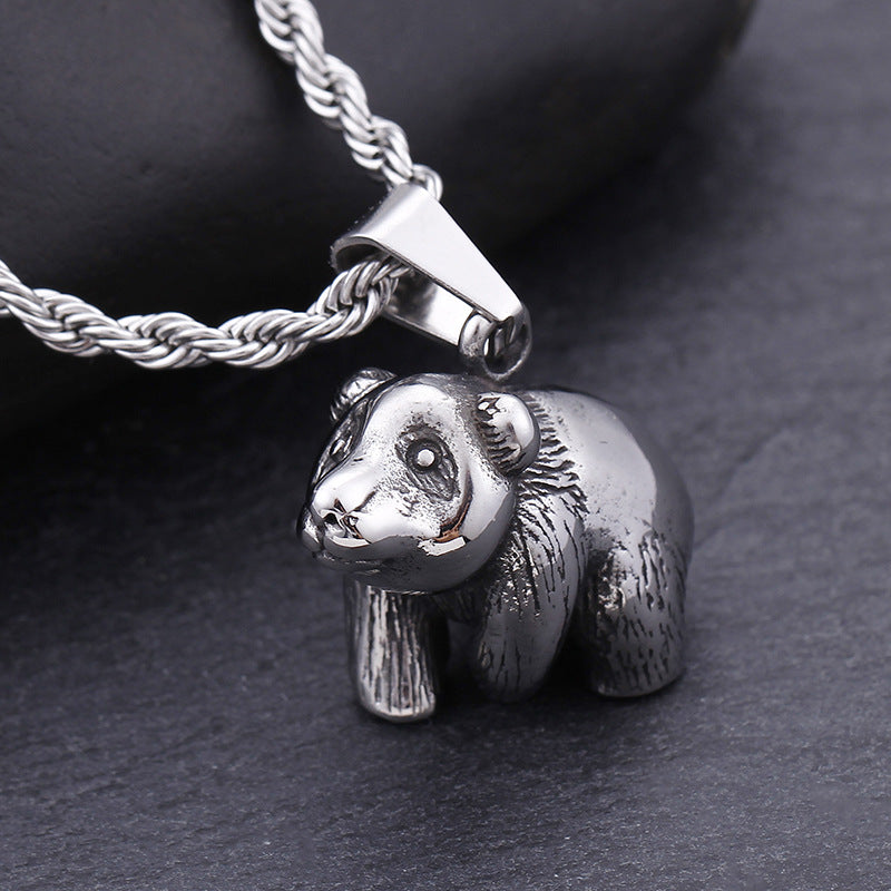 Retro Personalized Bear Pendant for Men - Vintage European and American Jewelry