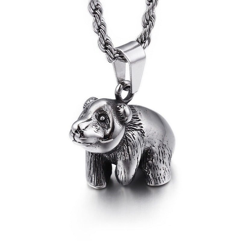 Retro Personalized Bear Pendant for Men - Vintage European and American Jewelry