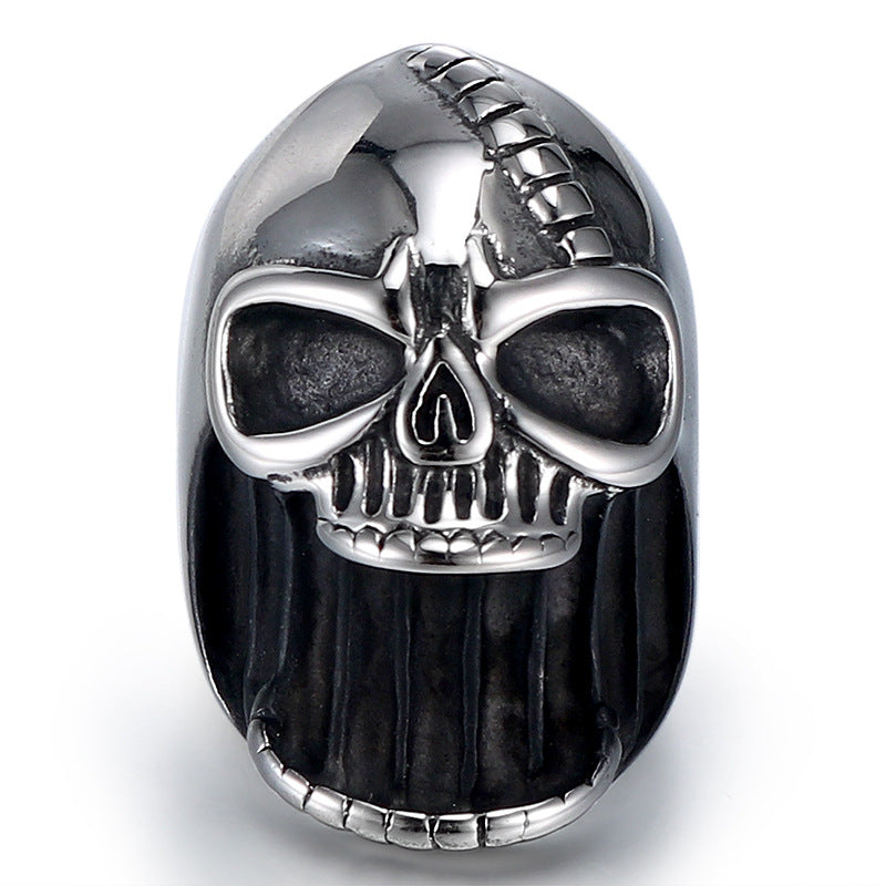 Titanium Steel Skull Ring for Men - Openable Punk Design Inspired by European and American Religious Totems