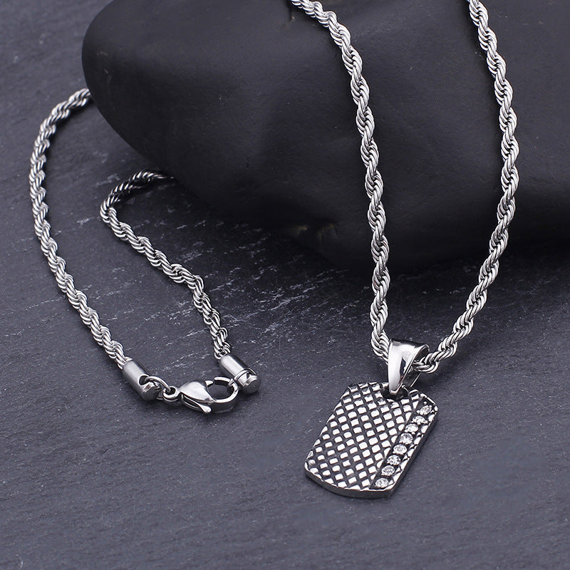Personalized Titanium Steel Men's Pendant with Military Brand Charm