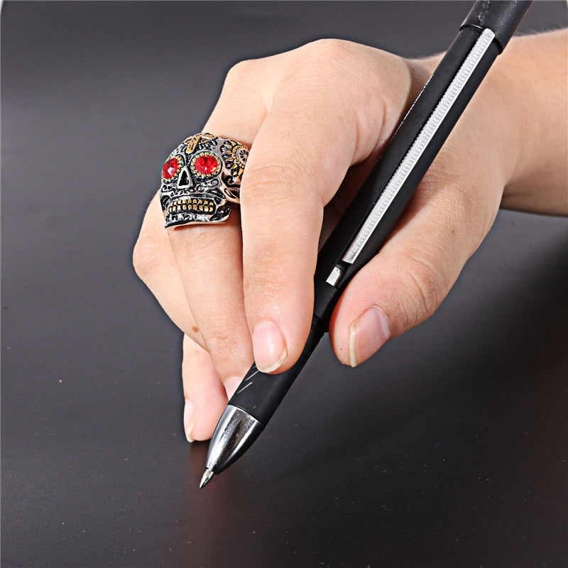 Planderful Skull Ring Titanium Steel Engraved Ghost Head Green Eye Unisex Protection For Men