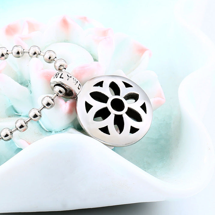 Couples' Stainless Steel Cherry Blossom Pendant - Japanese & Korean Inspired Design for Men and Women