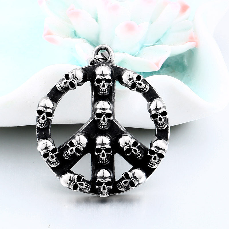 Punk Men's Titanium Steel – Anti-War Peace Viking Pendant Stainless Steel Necklace