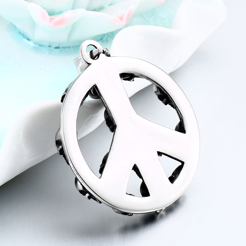 Punk Men's Titanium Steel – Anti-War Peace Viking Pendant Stainless Steel Necklace
