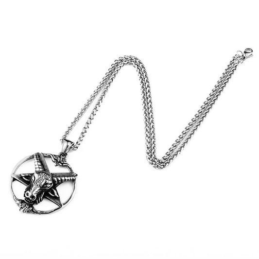 Satanic Pentagram Stainless Steel Pendant - Punk Rock Personalized Jewelry for Men in European & American Styles
