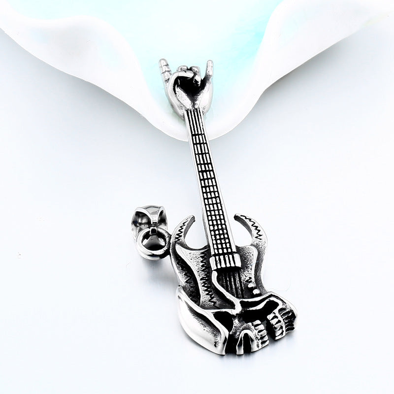 Punk Skull Gesture Pendant: Heavy Metal Retro Men's Statement Jewelry