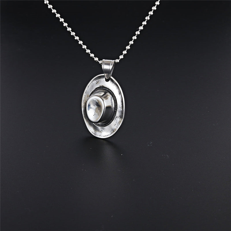 Punk Rock Titanium Steel Hat Pendant Necklace for Men - Wholesale Accessories