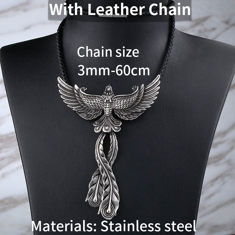 Men's Stainless Steel – Phoenix Nirvana Wing Rebirth Pendant – Titanium Steel Pendant. Necklace