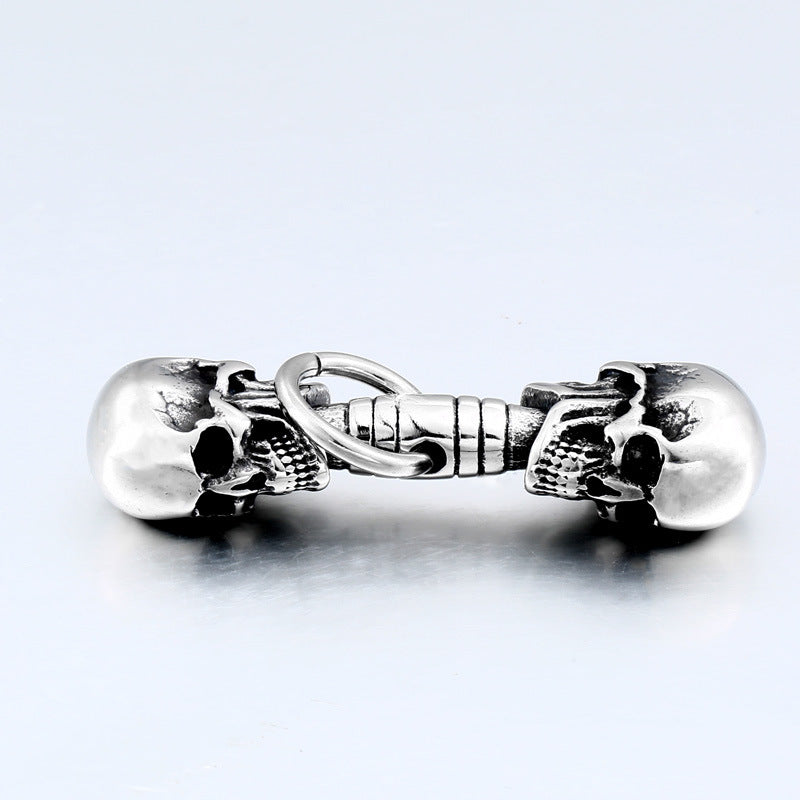 Creative Double Skull Pendant in Titanium Steel - Retro European and American Fashion Jewelry for Men