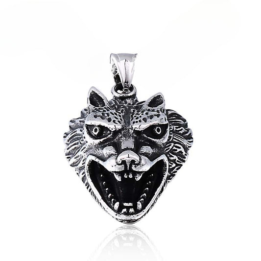 Nordic Viking Wolf Head Pendant - Personalized Punk Jewelry for Men, Wholesale European and American Accessories
