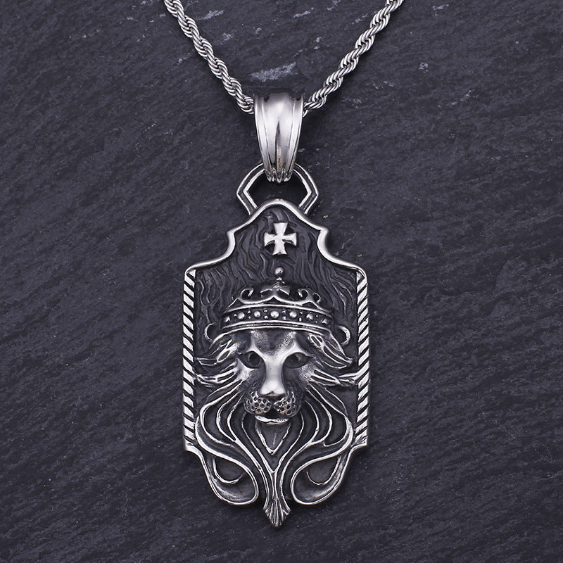 Lion Head Pendant in Stainless Steel, Men's Fashion Jewelry for Europe and America
