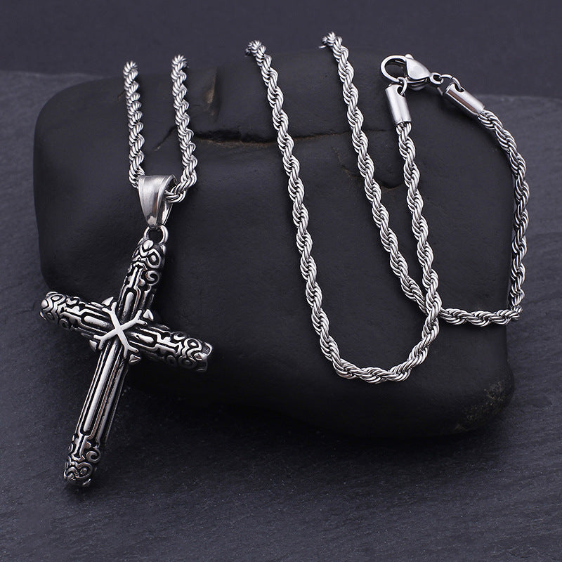 Punk Style Titanium Steel Cross Pendant for Men - Personalized Everyday Genie Jewelry