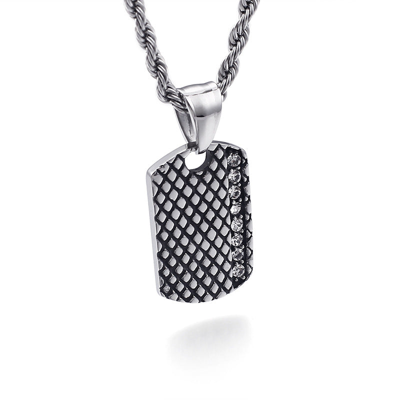 Personalized Titanium Steel Men's Pendant with Military Brand Charm