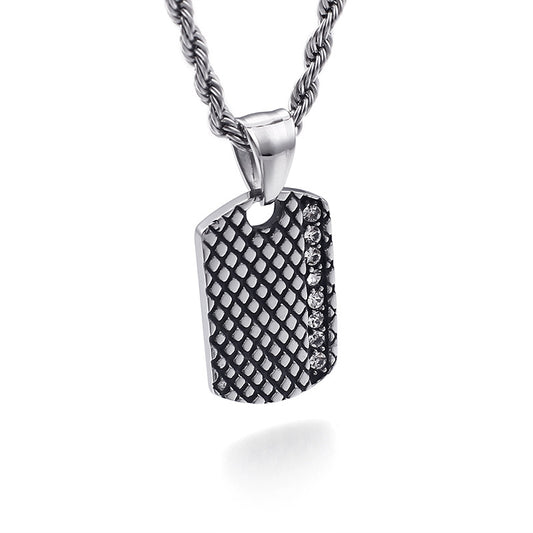Personalized Titanium Steel Men's Pendant with Military Brand Charm