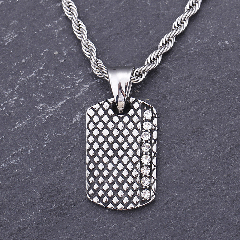 Personalized Titanium Steel Men's Pendant with Military Brand Charm