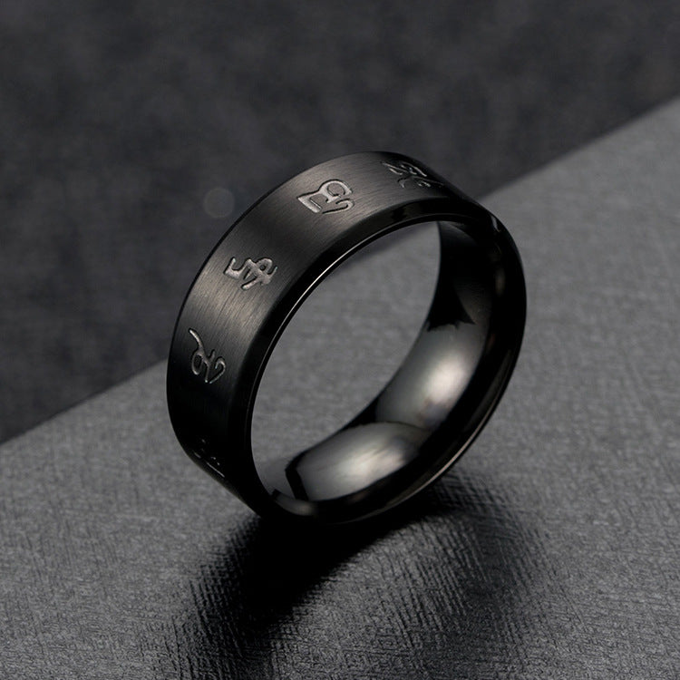 Steel Ring – Elegant Rotatable Tibetan Chinese Style Mens Stress Relief Accessory By Planderful