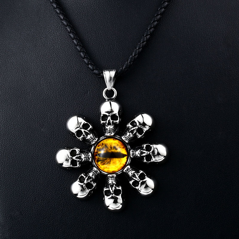 Titanium Steel Punk Skull Eyeball Pendant for Men - Wholesale Fashion Jewelry