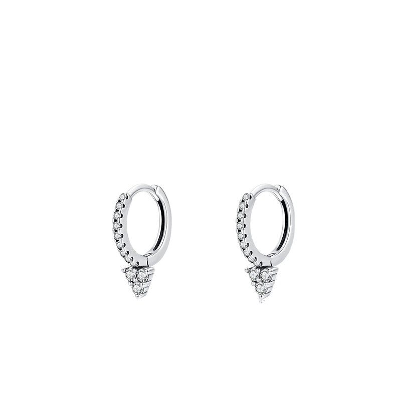 Stylish S925 Sterling Silver Geometric Earrings with Zircon Accents