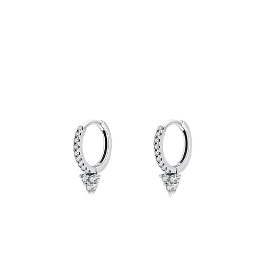 Stylish S925 Sterling Silver Geometric Earrings with Zircon Accents
