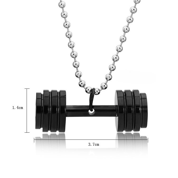 Planderful Stainless Steel Pendant Necklace Unisex Gym Fashion Bold Barbell Style Everyday Genie Collection