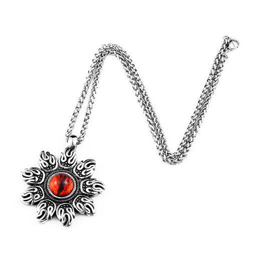 Exaggerated Flame-Shaped Stainless Steel Pendant for Men - Wholesale Retro European and American Jewelry