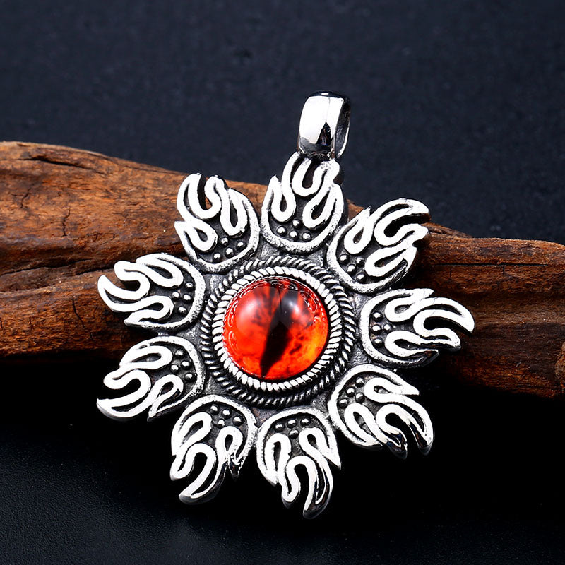 Exaggerated Flame-Shaped Stainless Steel Pendant for Men - Wholesale Retro European and American Jewelry