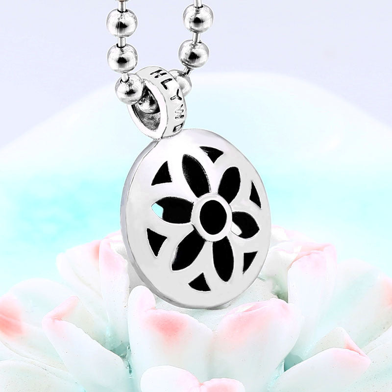 Couples' Stainless Steel Cherry Blossom Pendant - Japanese & Korean Inspired Design for Men and Women
