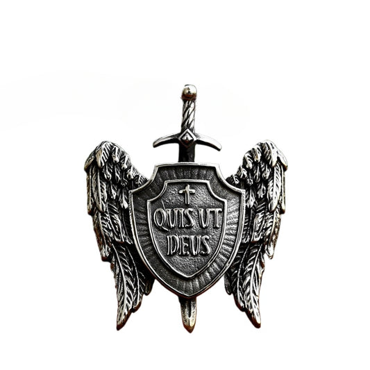 Michael Shield Titanium Steel Angel Wing Pendant - Retro-Inspired Jewelry for Men, Wholesale Available