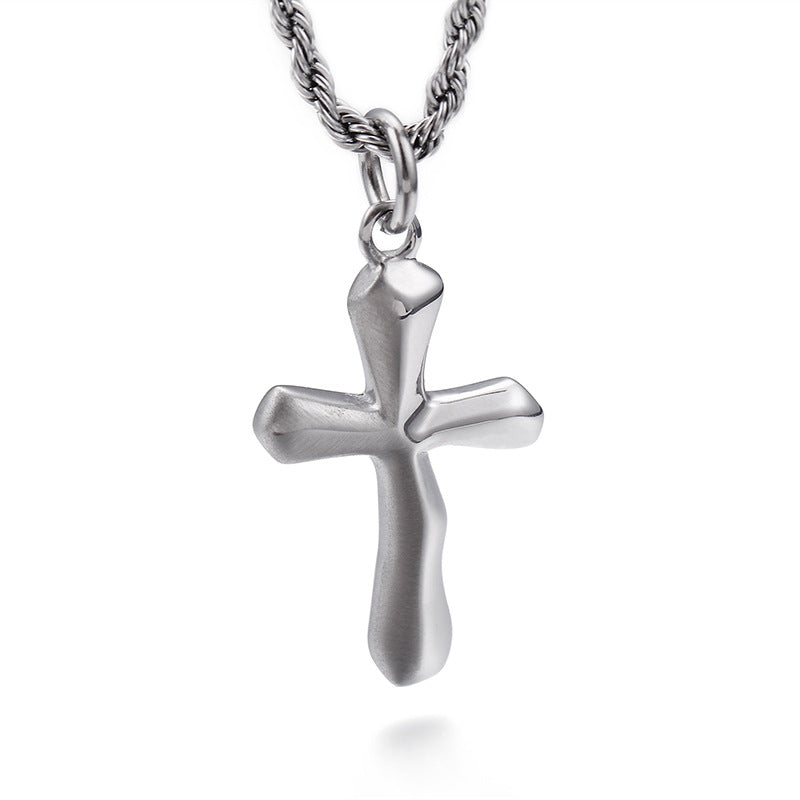 Stainless Steel Cross Pendant Necklace for Men with European and American Design