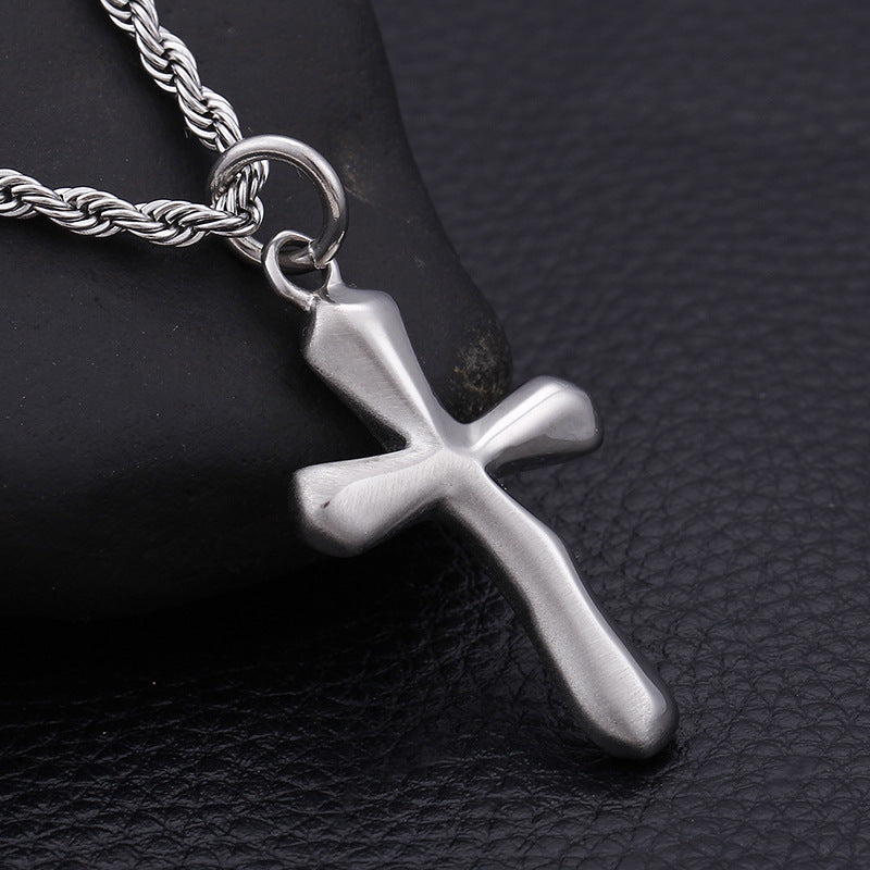Stainless Steel Cross Pendant Necklace for Men with European and American Design