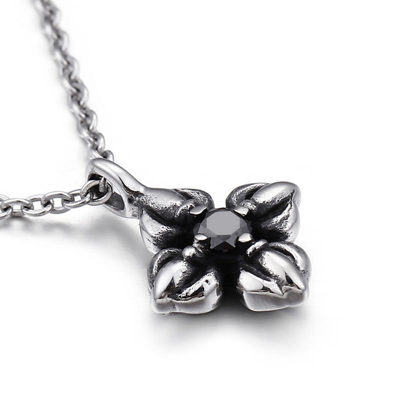 Stylish Stainless Steel Cross Pendant with Diamond Accents