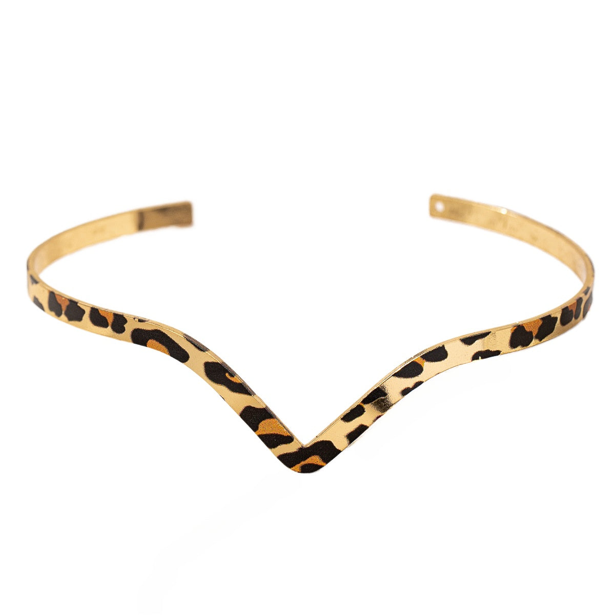 Planderful Vienna Verve V-Shaped Metal Leopard Print Bracelet