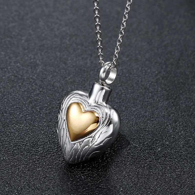 Openable Heart-Shaped Titanium Steel Perfume Bottle Pendant