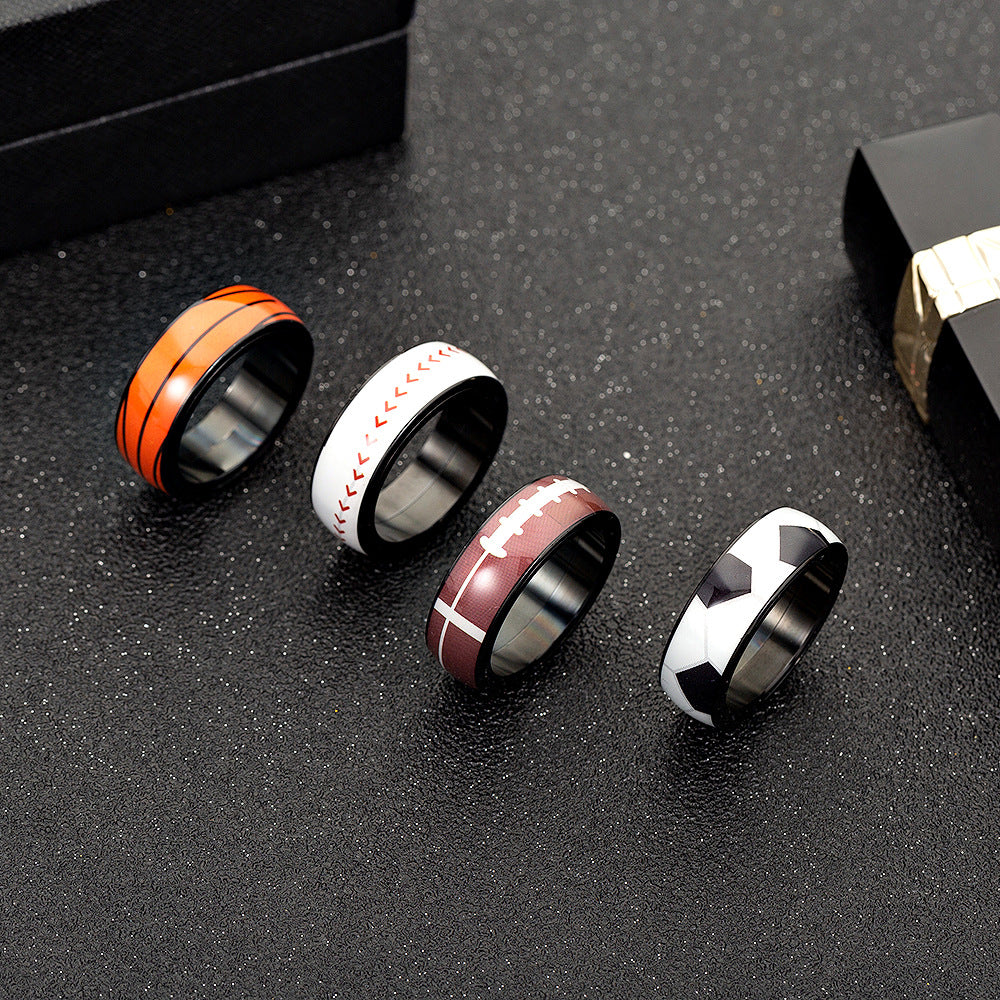 Planderful Everyday Genie Titanium Steel Ring Unisex Rotating Decompression Jewelry For Sports Fans